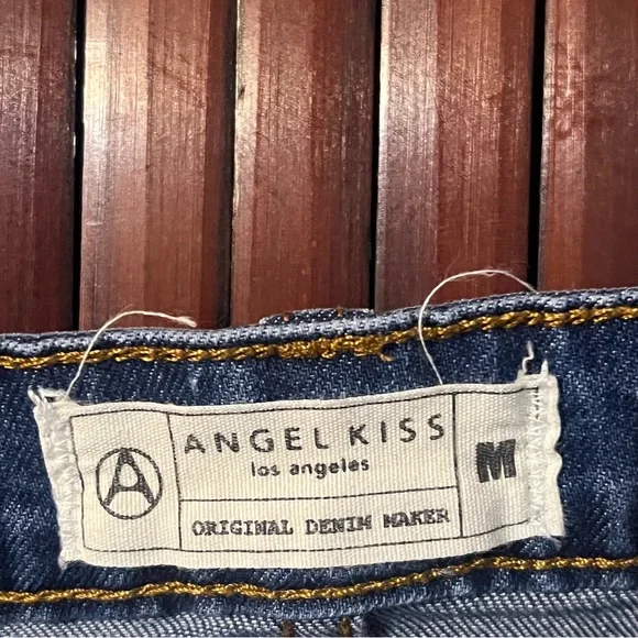 Angel Kiss Denim Distressed Skirt with Floral Embroidery - Picture 3 of 4